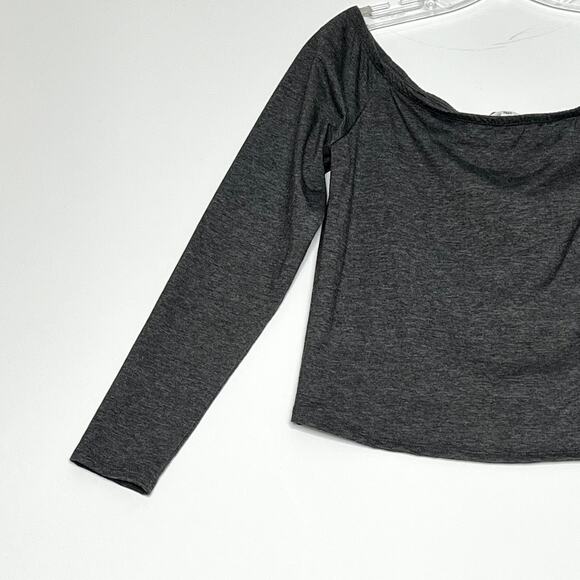 BP Long Sleeve Off The Shoulder Fitted Crop Top Grey Womens XL - Picture 6 of 11